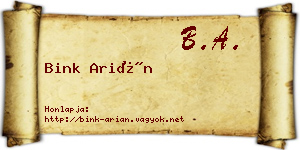 Bink Arián névjegykártya